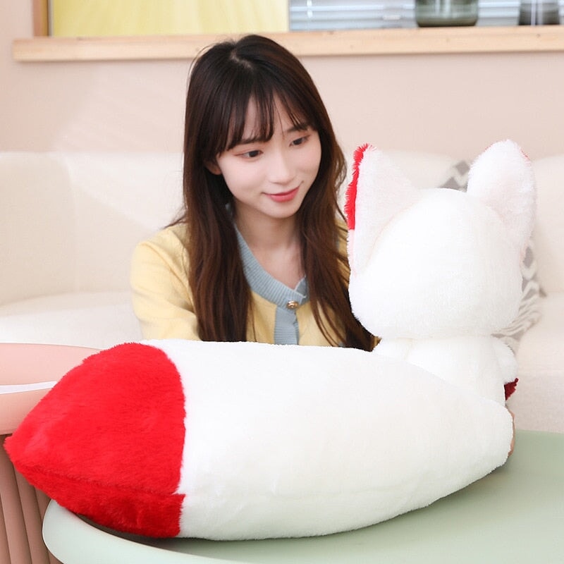 Fluffy Huge Tail Kawaii Fox Plushies-Enchanted peach