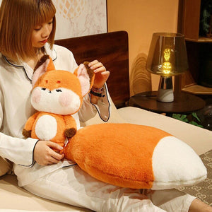 Fluffy Huge Tail Kawaii Fox Plushies-Enchanted peach