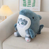 Fluffy Kawaii Ginger Gray Shark Cat Plushies-Enchanted peach