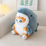 Fluffy Kawaii Ginger Gray Shark Cat Plushies-Enchanted peach