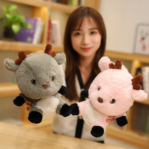 Fluffy Kawaii Reindeer Plush-Enchanted peach