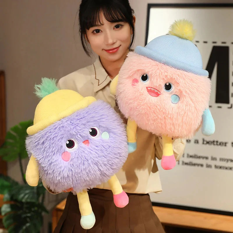 Fluffy Monster Milk Bottles Plushie-Enchanted peach