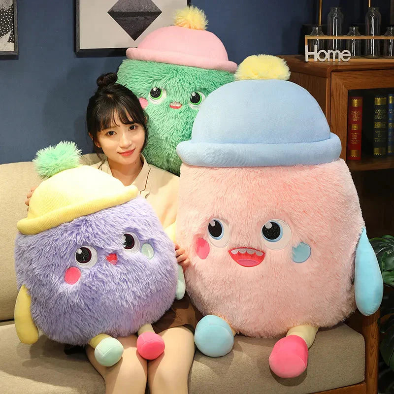 Fluffy Monster Milk Bottles Plushie-Enchanted peach