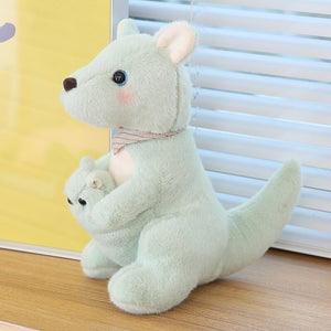 Fluffy Mother & Baby Kangaroo Plushie-Enchanted peach