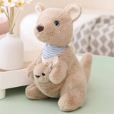 Fluffy Mother & Baby Kangaroo Plushie-Enchanted peach