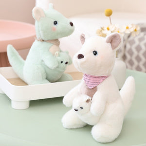 Fluffy Mother & Baby Kangaroo Plushie-Enchanted peach