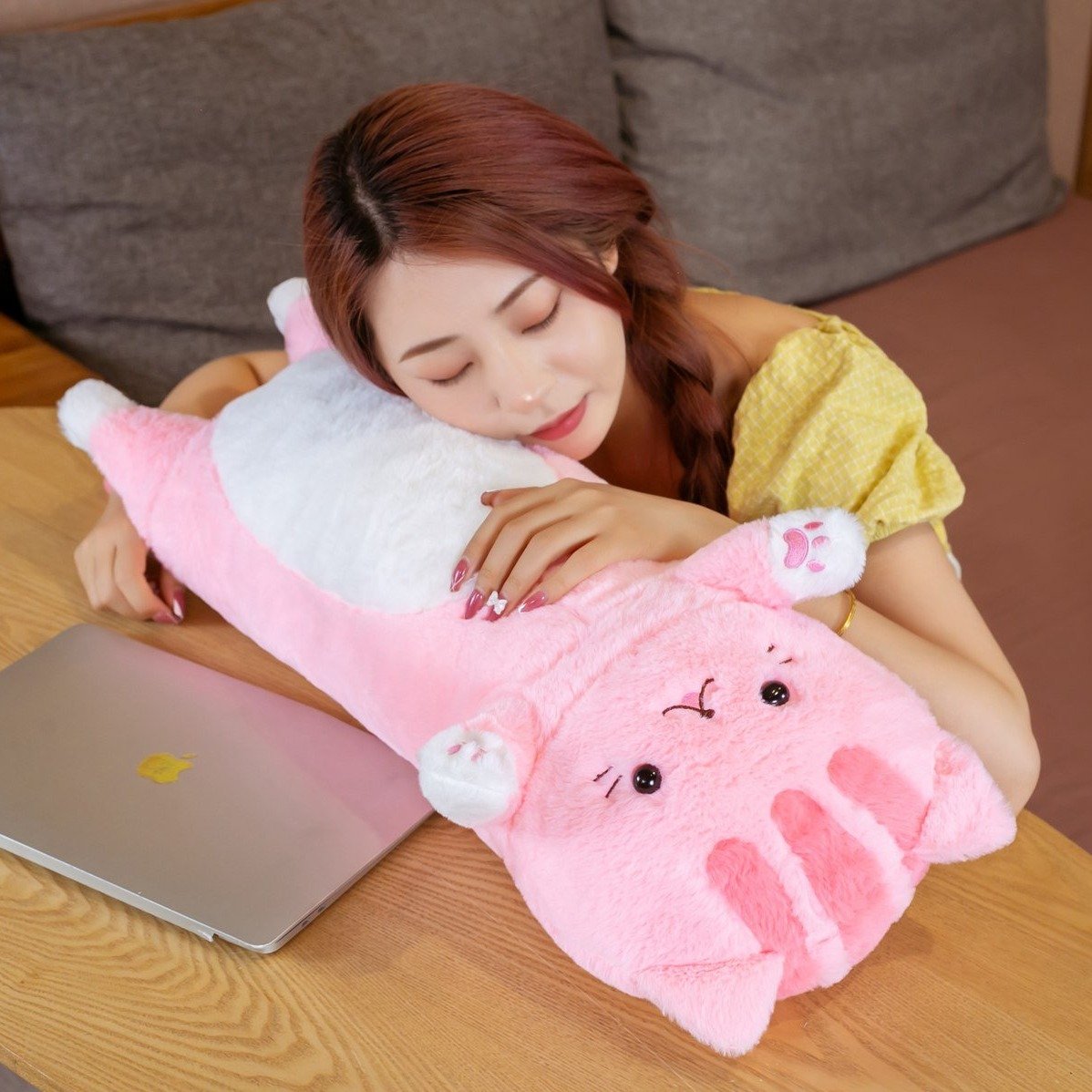 Fluffy Neko Cat Snuggle Buddies-Enchanted peach