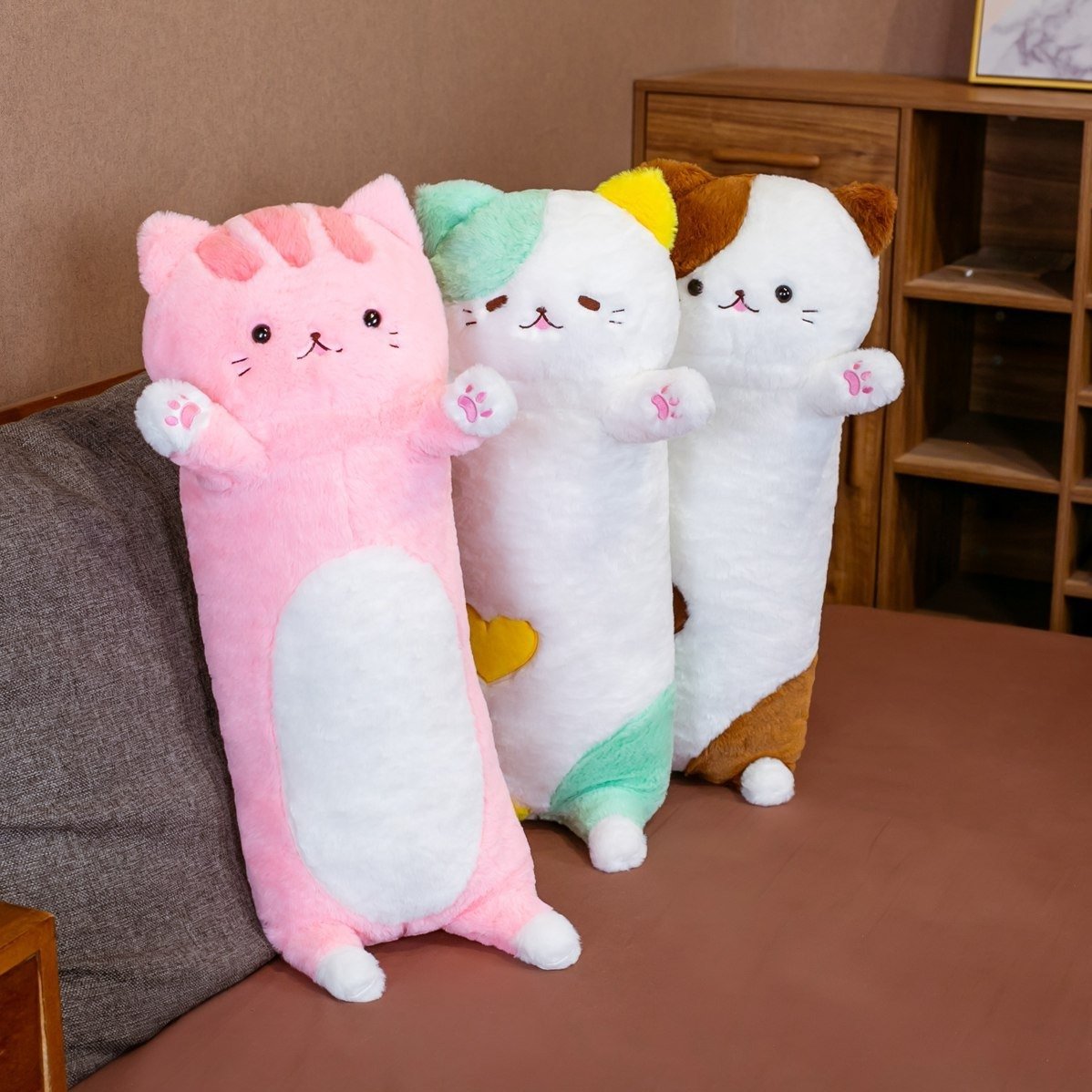 Fluffy Neko Cat Snuggle Buddies-Enchanted peach