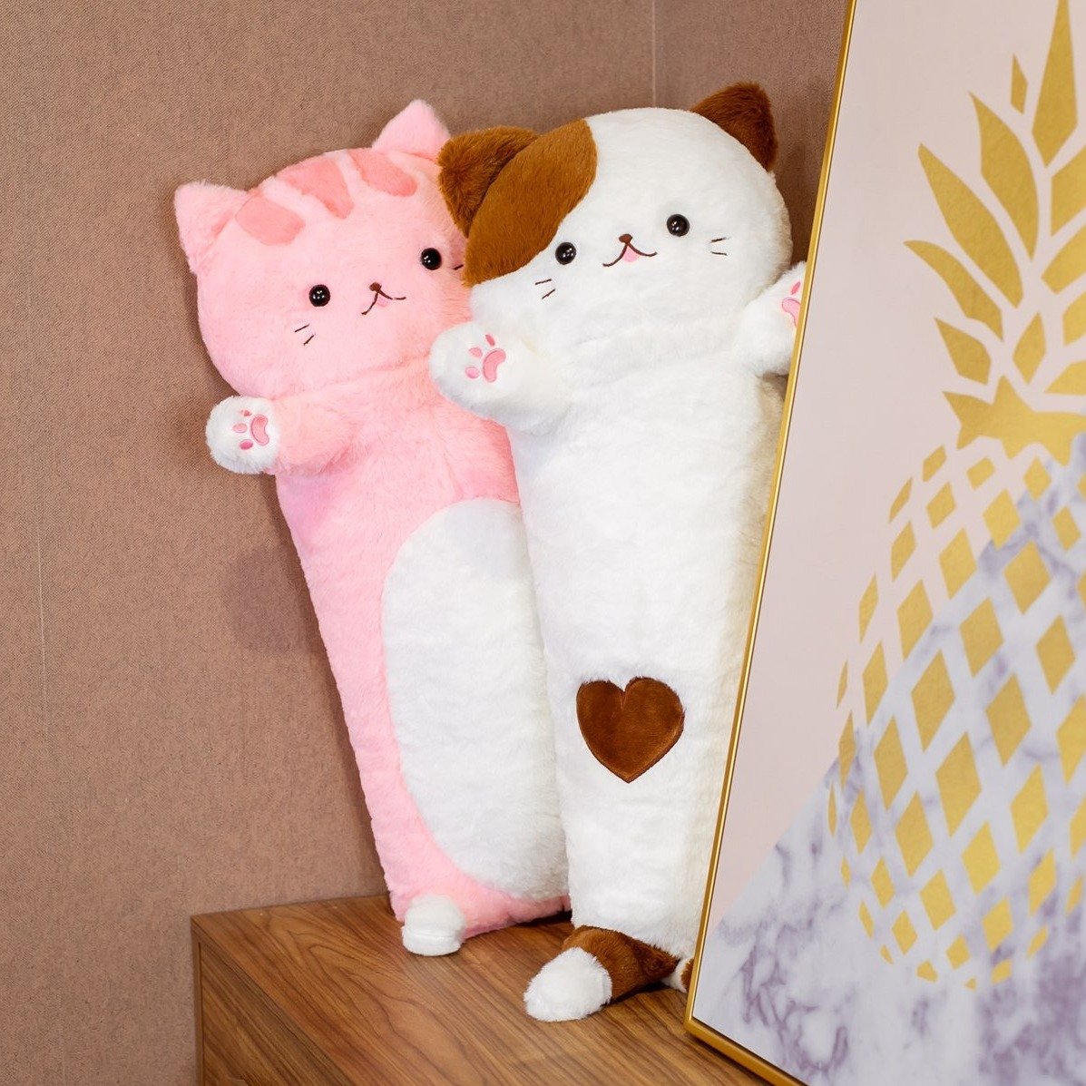 Fluffy Neko Cat Snuggle Buddies-Enchanted peach