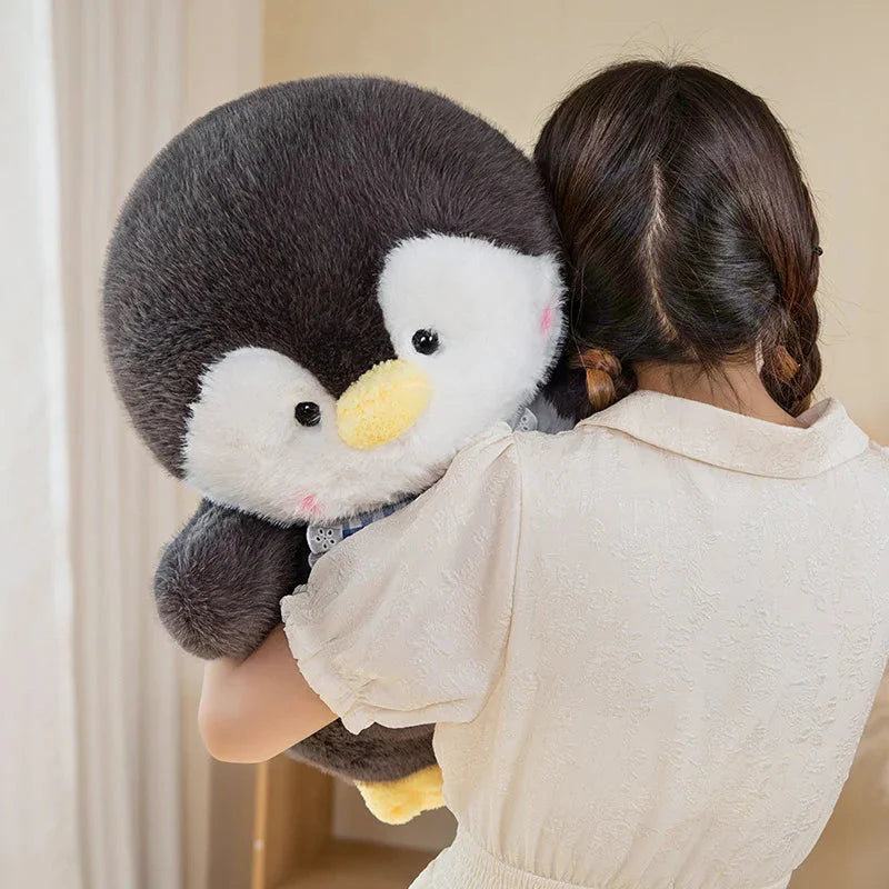 Fluffy Penguin Squad Plushies with Bib-Enchanted peach