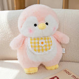 Fluffy Penguin Squad Plushies with Bib-Enchanted peach