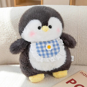 Fluffy Penguin Squad Plushies with Bib-Enchanted peach