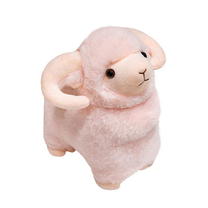 Fluffy Pink White Sheep Ram Plushies-Enchanted peach