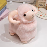 Fluffy Pink White Sheep Ram Plushies-Enchanted peach