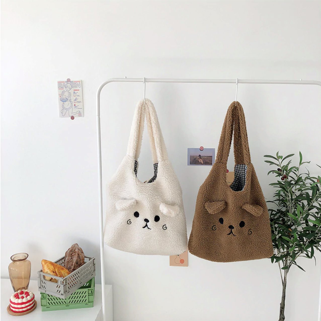 Fluffy Pup Tote-Enchanted peach