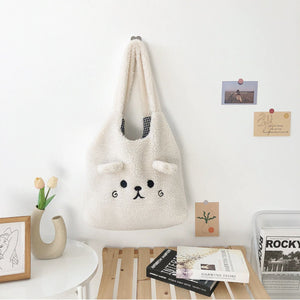 Fluffy Pup Tote-Enchanted peach