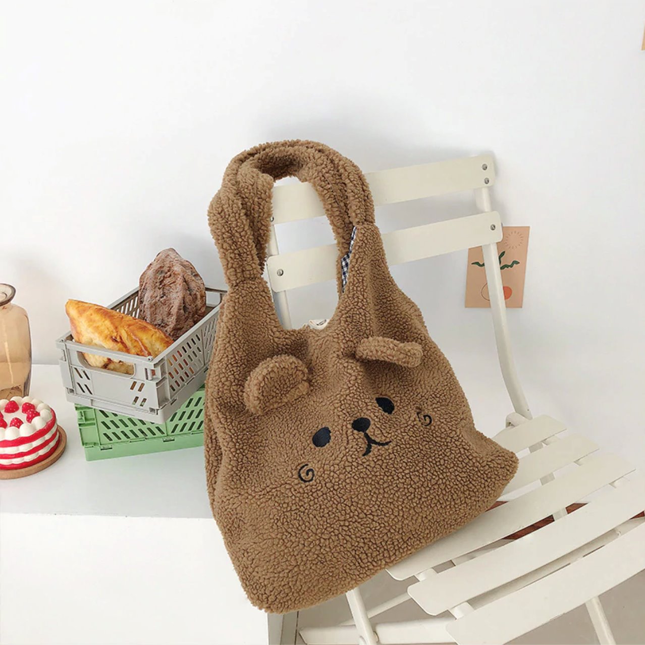 Fluffy Pup Tote-Enchanted peach