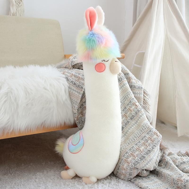 Fluffy Rainbow Hair Alpaca Squad-Enchanted peach