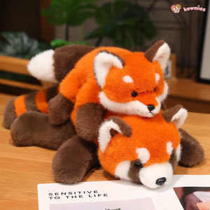 Fluffy Red Panda & Fox Plushies-Enchanted peach