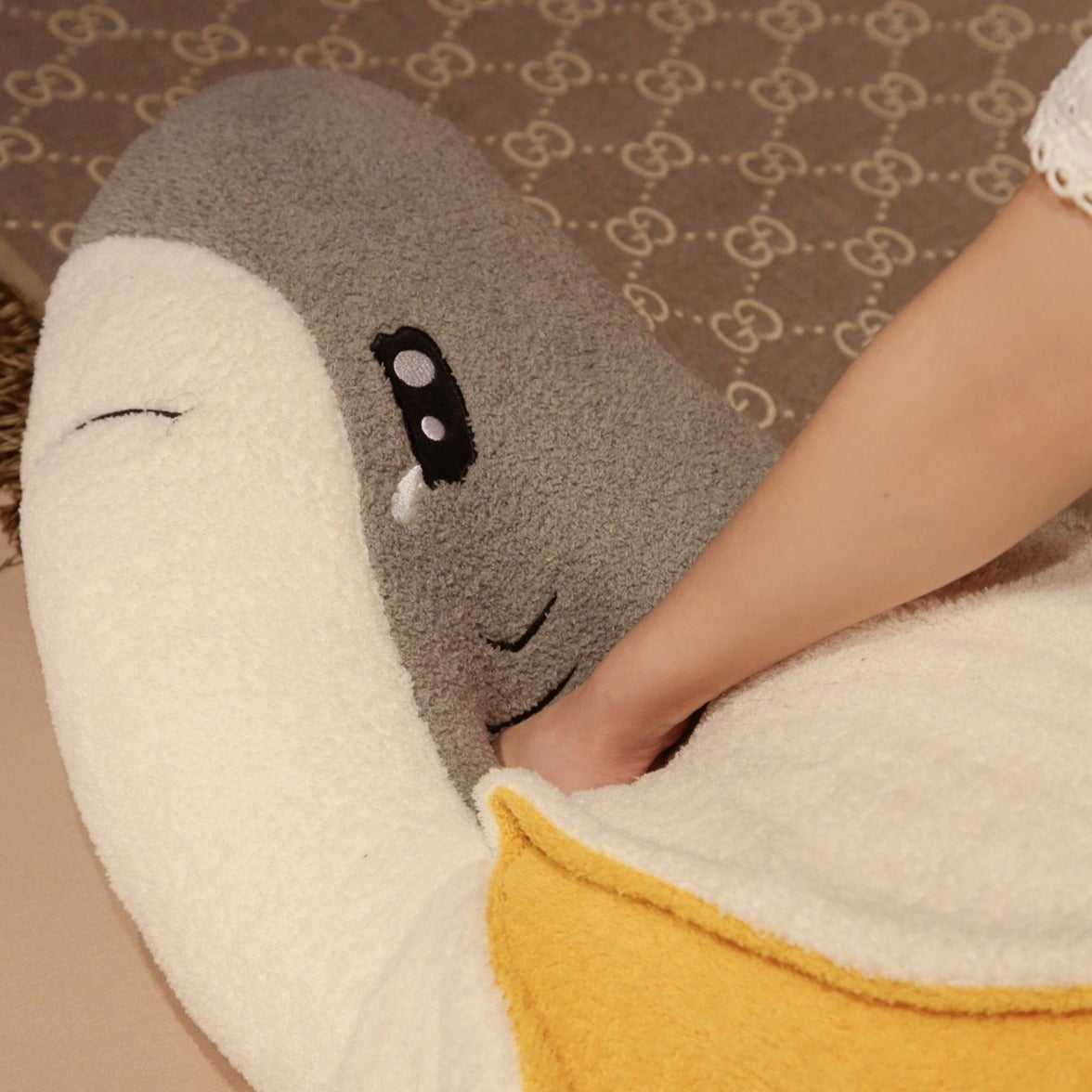 Fluffy Shark Banana Plushie-Enchanted peach