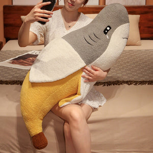 Fluffy Shark Banana Plushie-Enchanted peach