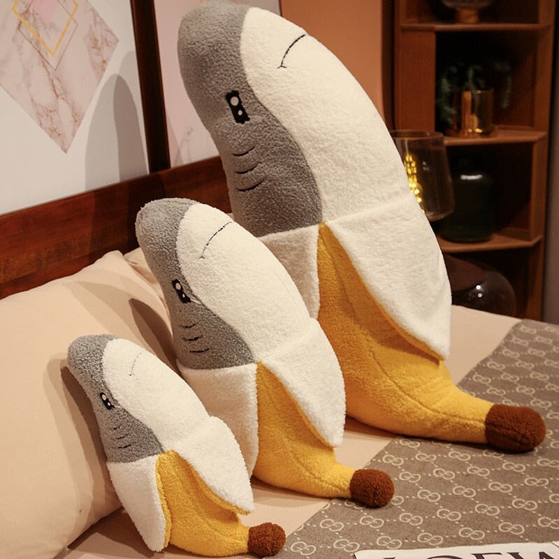 Fluffy Shark Banana Plushie-Enchanted peach