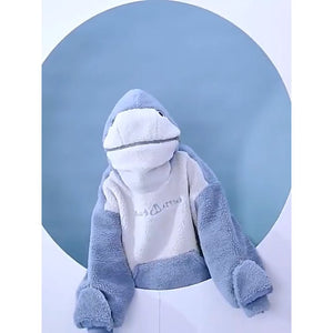 Fluffy Shark Hoodie-Enchanted peach