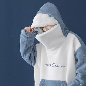 Fluffy Shark Hoodie-Enchanted peach