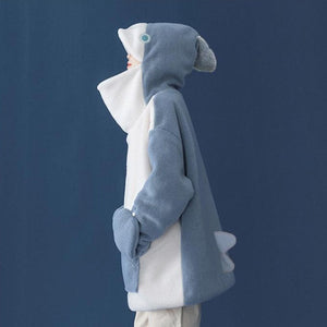 Fluffy Shark Hoodie-Enchanted peach