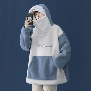 Fluffy Shark Hoodie-Enchanted peach