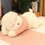 Fluffy Sleeping Brown White Dog Bear Plushie-Enchanted peach