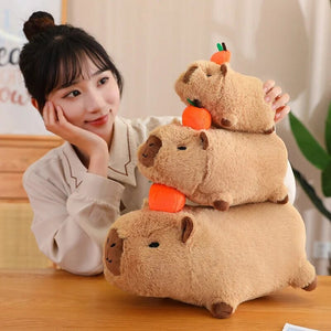 Fluffy Sleepy Capybara with Orange Plushie-Enchanted peach