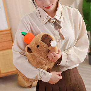 Fluffy Sleepy Capybara with Orange Plushie-Enchanted peach