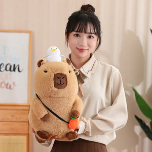 Fluffy Sleepy Capybara with Orange Plushie-Enchanted peach