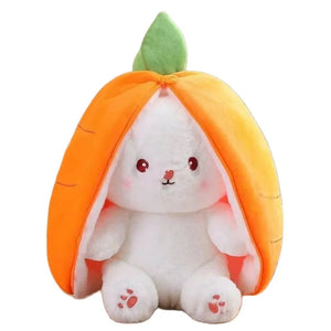 Fluffy Strawberry Carrot Bunny Zip Up Plushie-Enchanted peach