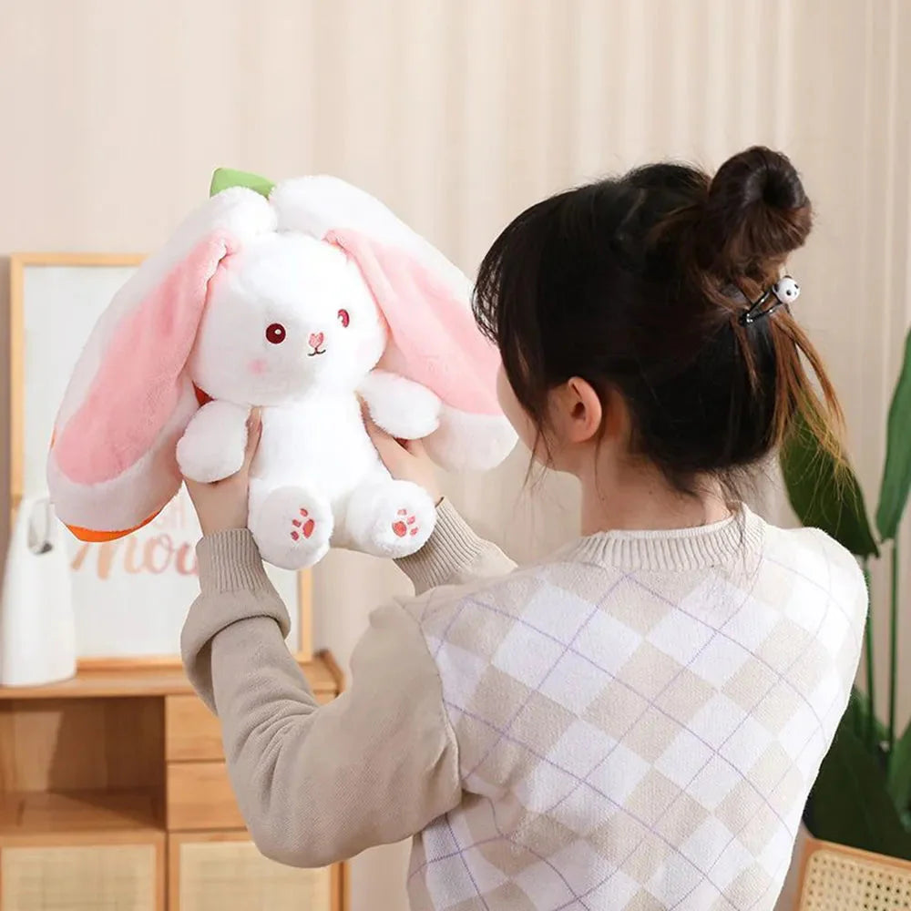 Fluffy Strawberry Carrot Bunny Zip Up Plushie-Enchanted peach