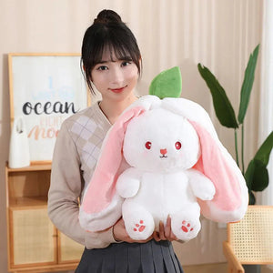 Fluffy Strawberry Carrot Bunny Zip Up Plushie-Enchanted peach