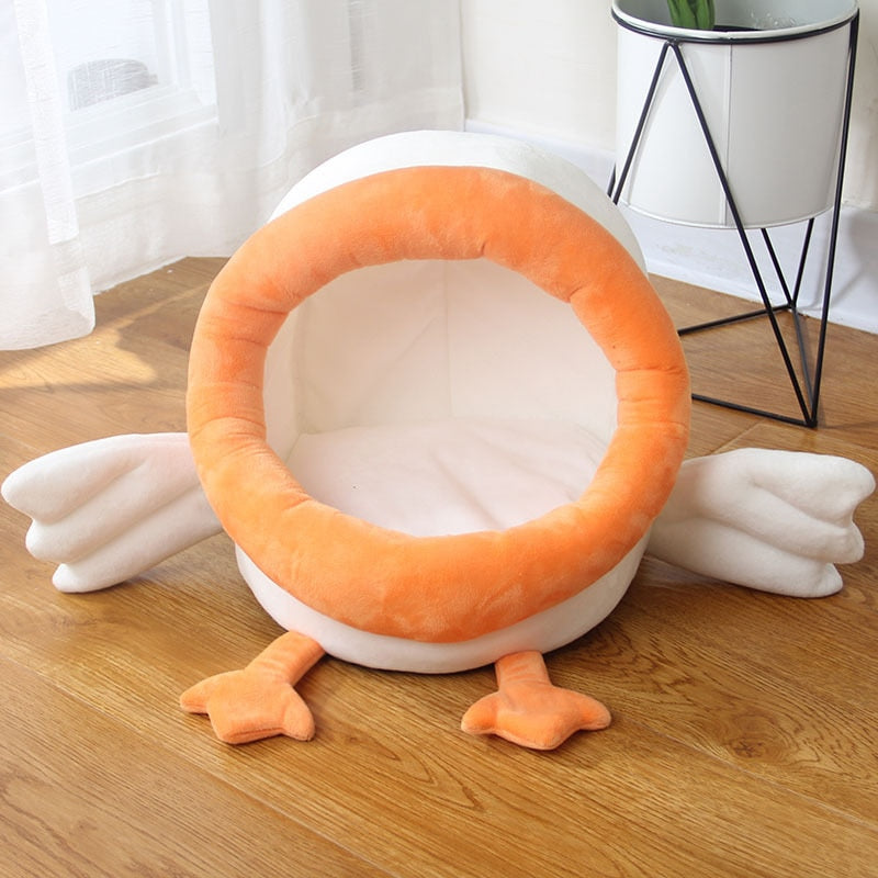 Flying White Duck Cat Bed-Enchanted peach