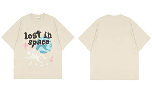 Foam Print Lost in Space Skeleton Tee-Enchanted peach