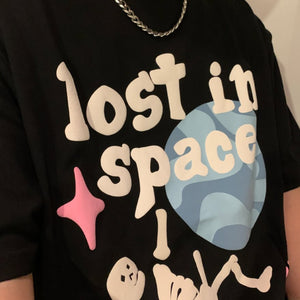 Foam Print Lost in Space Skeleton Tee-Enchanted peach