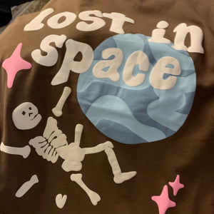 Foam Print Lost in Space Skeleton Tee-Enchanted peach