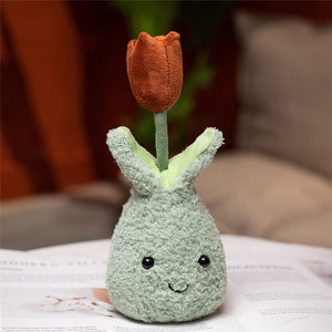 Friendly Cuddly Tulip 22cm Flower Pot Plushie Collection-Enchanted peach