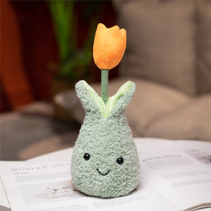 Friendly Cuddly Tulip 22cm Flower Pot Plushie Collection-Enchanted peach