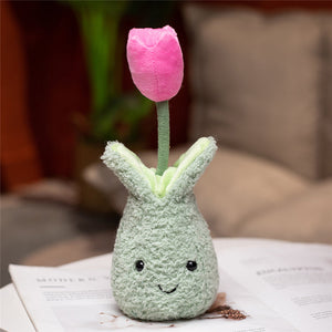 Friendly Cuddly Tulip 22cm Flower Pot Plushie Collection-Enchanted peach