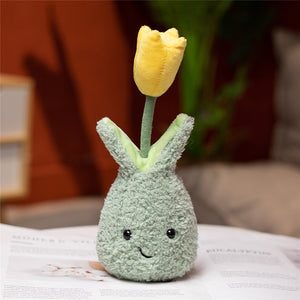 Friendly Cuddly Tulip 22cm Flower Pot Plushie Collection-Enchanted peach