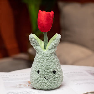 Friendly Cuddly Tulip 22cm Flower Pot Plushie Collection-Enchanted peach