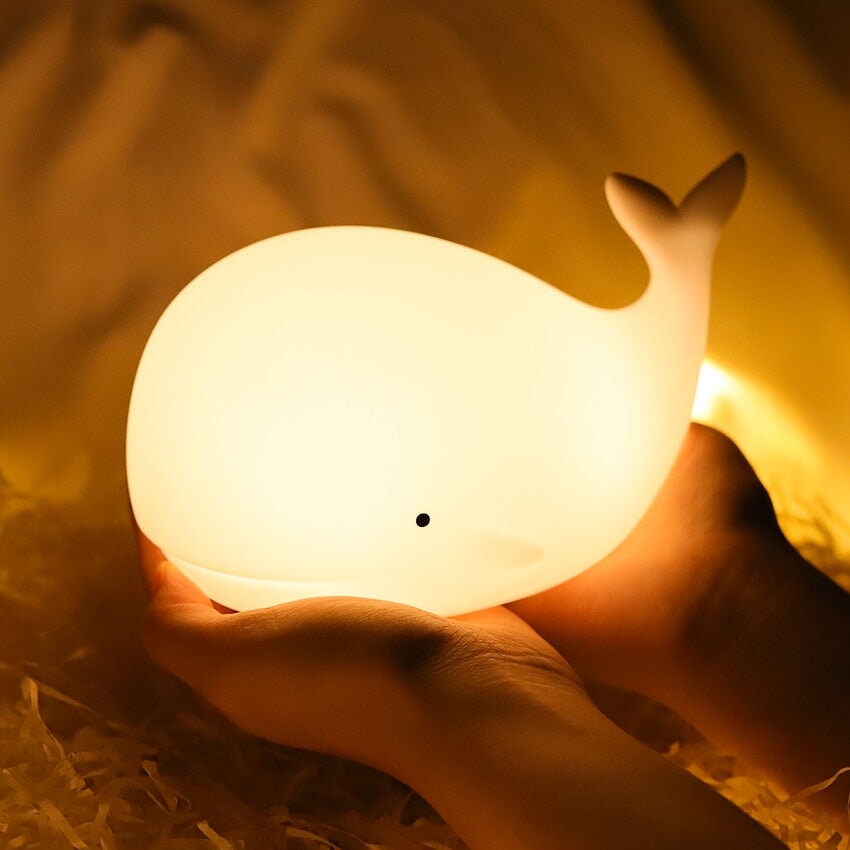 Friendly Kawaii Whale LED Night Light-Enchanted peach