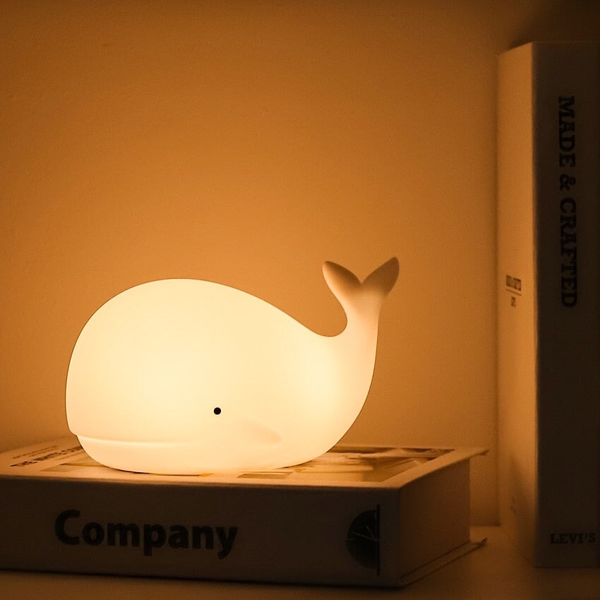 Friendly Kawaii Whale LED Night Light-Enchanted peach