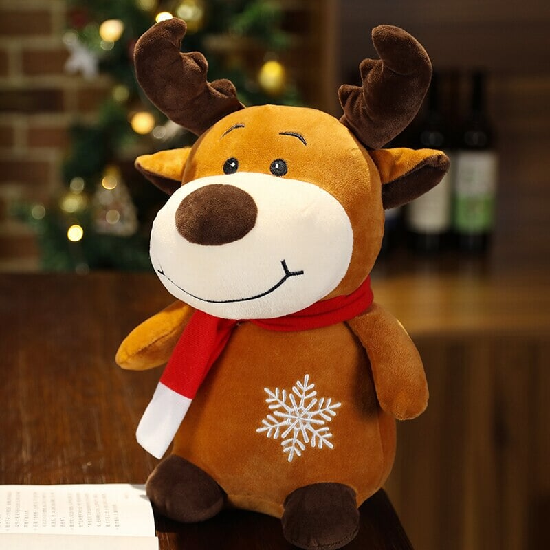 Friendly Santa Reindeer Snowman Plushies-Enchanted peach