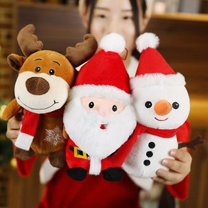 Friendly Santa Reindeer Snowman Plushies-Enchanted peach